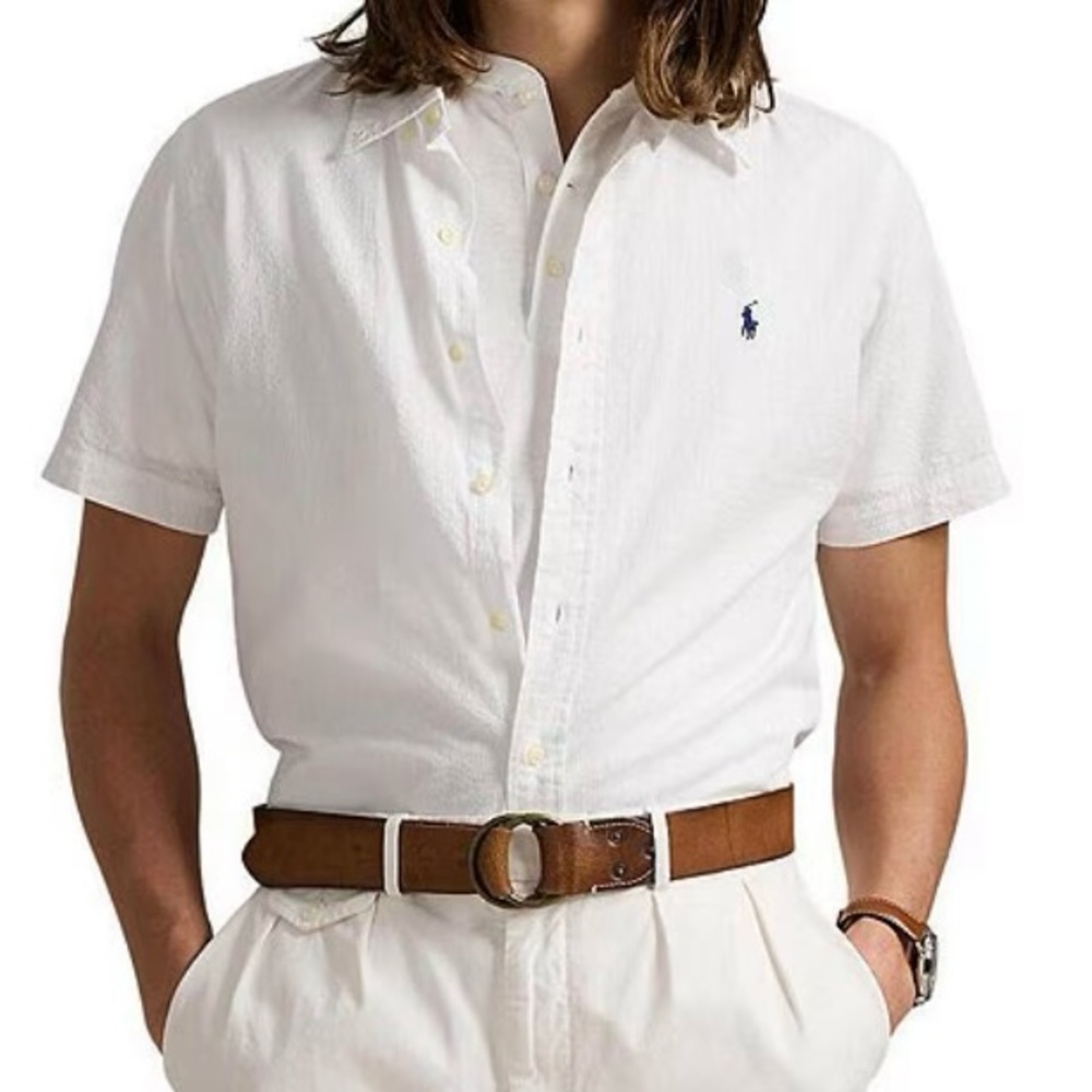 Ralph Lauren Classic Fit Men’s Sz XL White Seersucker Short Sleeve Woven Shirt